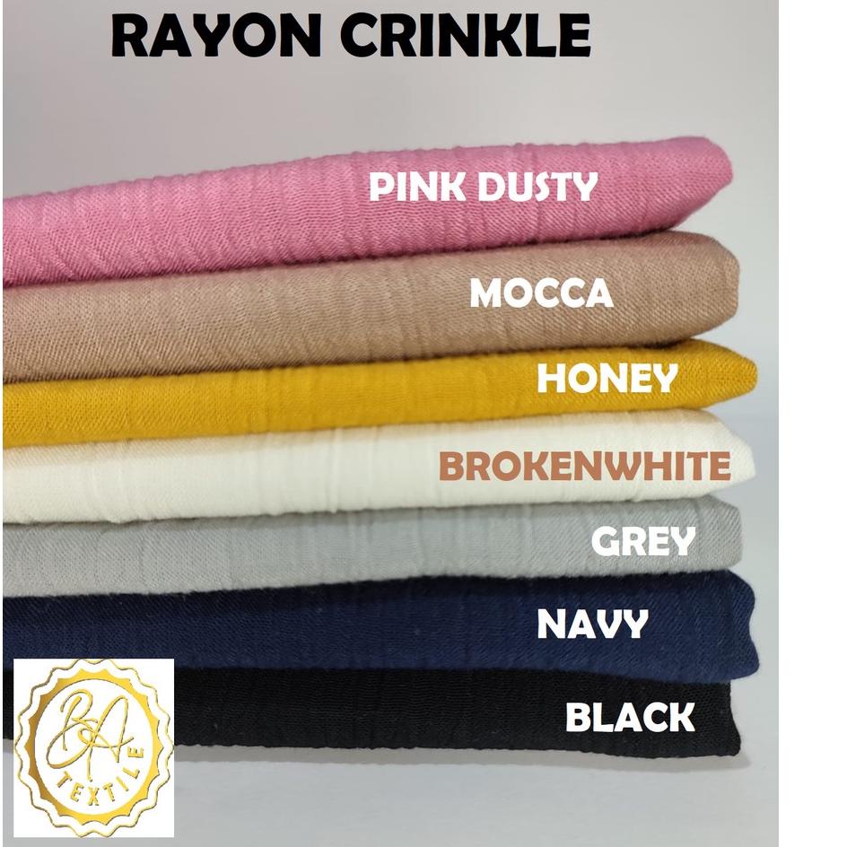 Restock 1/2 Meter Kain Rayon crinkle Premium/ Bahan Rayon krinkle