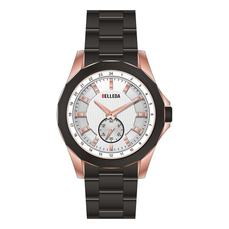 Jam Tangan Pria Belleda 9093 Analog Chrono Detik Bawah Rantai Stainless Anti Air Fashion Watches