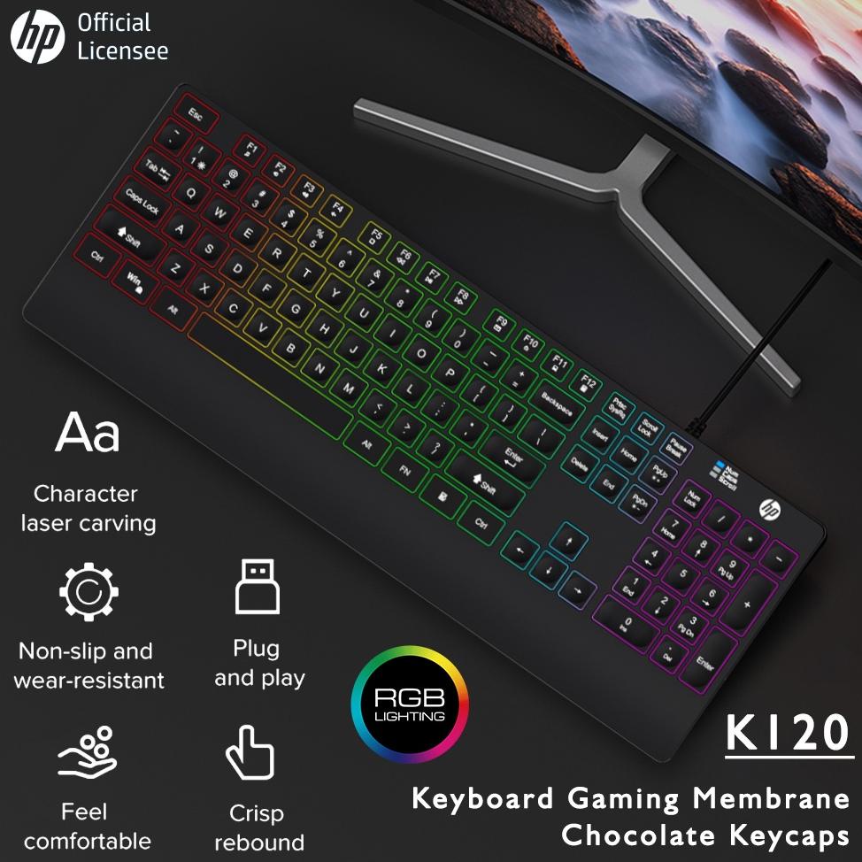 Keyboard Gaming Hp K120 - Membrane Keyboard With Chocolate Keycaps Rgb