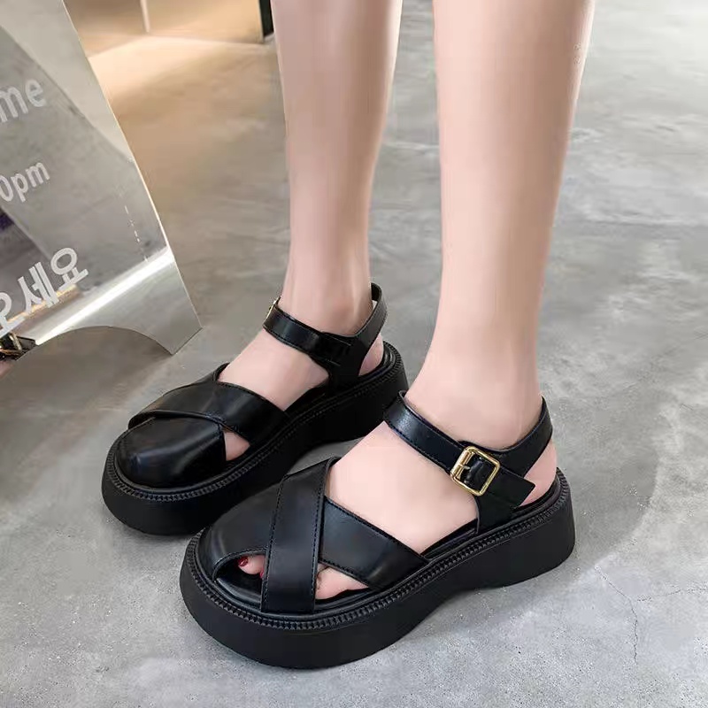 COD Sneakersdaily 567 Sandal Tali Wedges Wanita Korean Style Model Kekinian