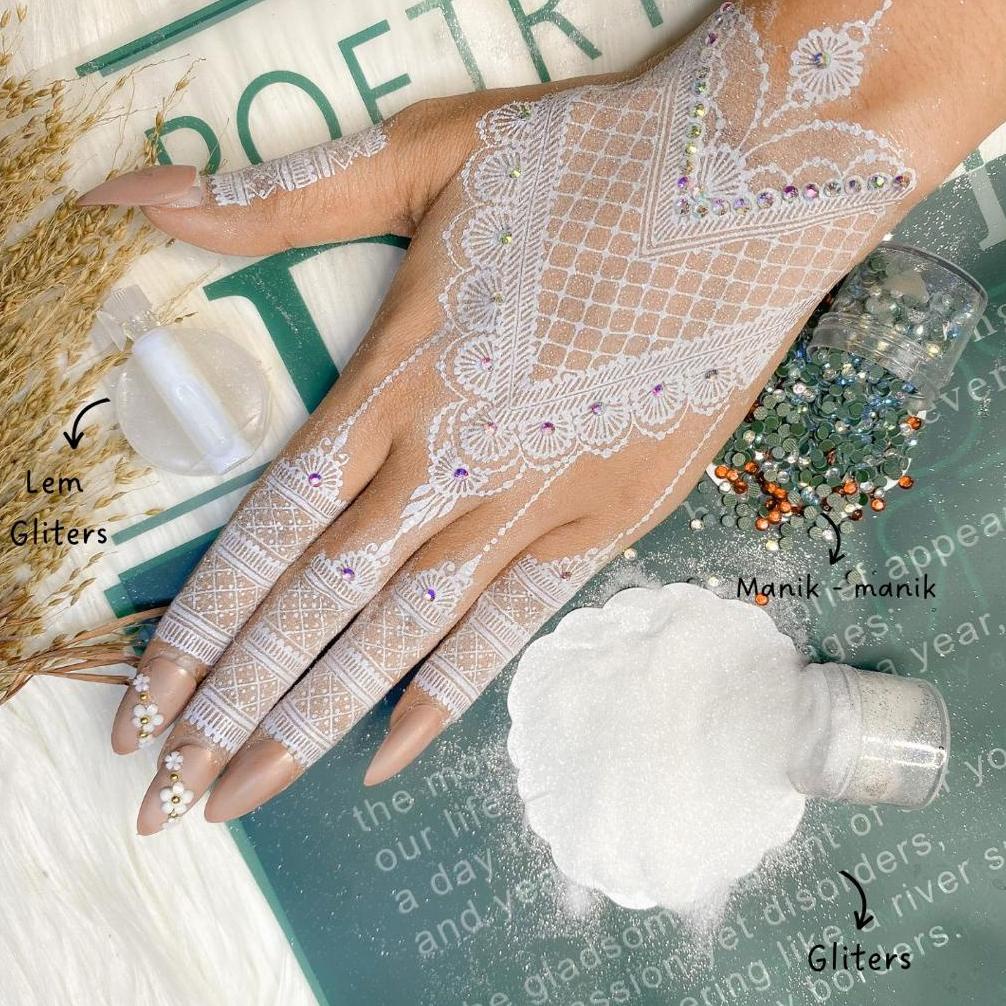 Bisa Cod - 2 PCS (KANAN&KIRI) HENNA PUTIH PENGANTIN / HENNA PUTIH / TATO HENNA PUTIH PENGANTIN / HEN