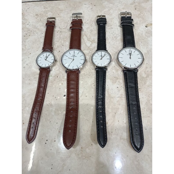 Jam Tangan Wanita/Pria Couple WD Analog Jam Tangan Kulit