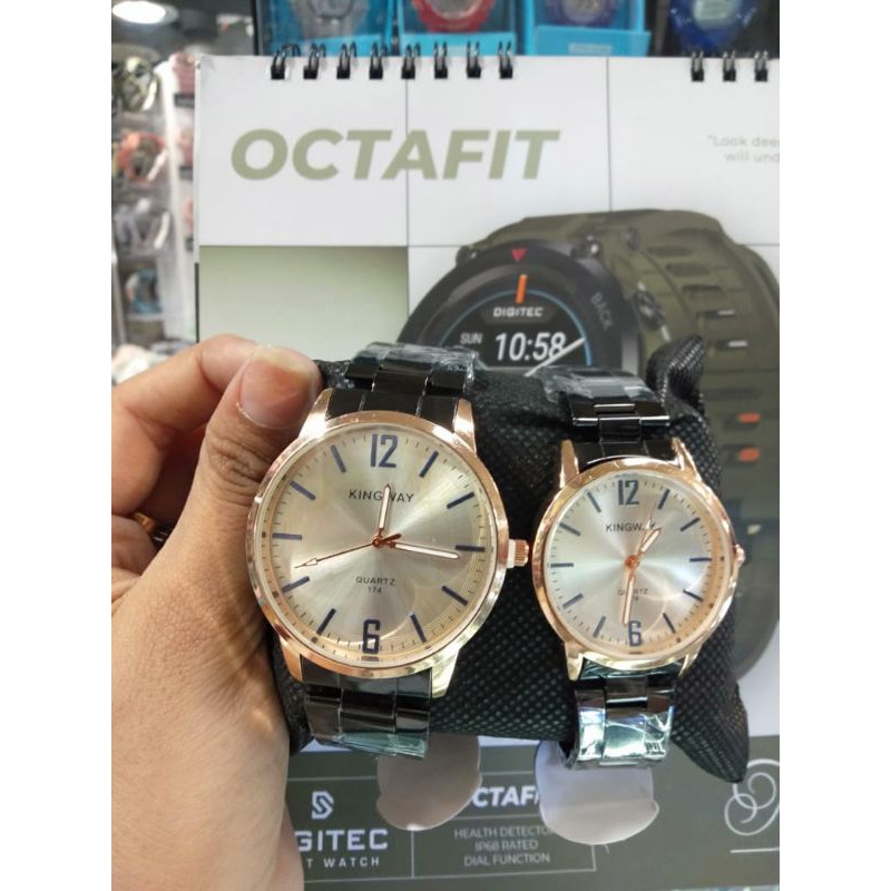 Jam Tangan Couple Analog Rantai Stainless Steels Kingway Polos