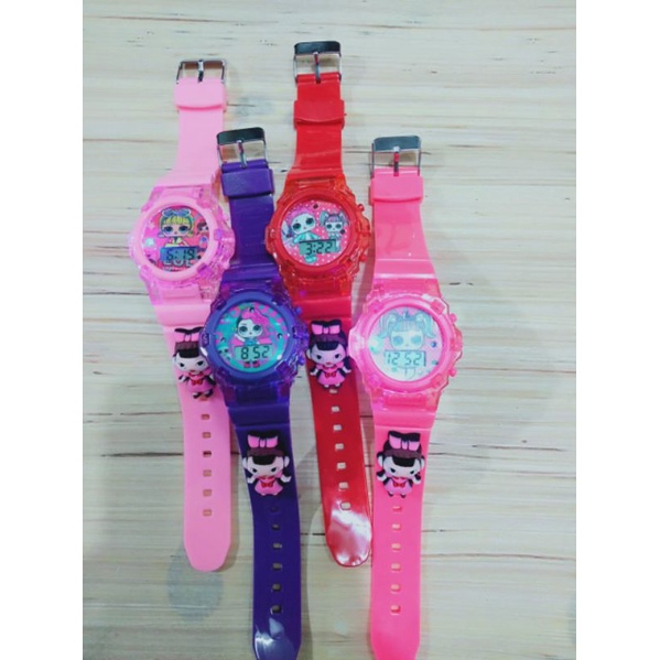 (  BONEKA )Jam Tangan Anak Perempuan Digital Melodi Lampu Baru Bonekal