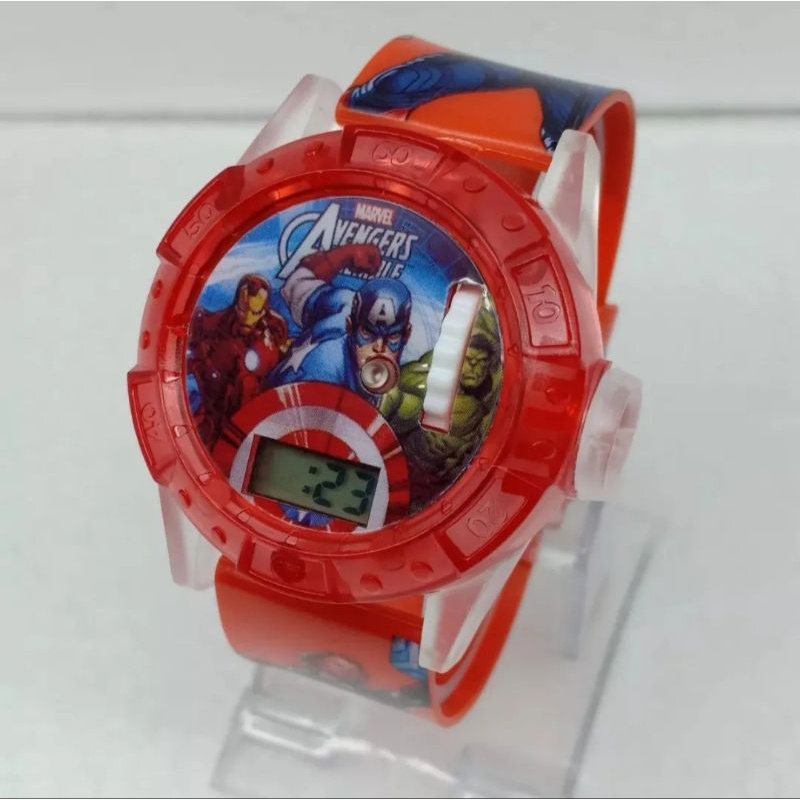 Jam Tangan Cowok Digital Anak Laki Laki Keren Anak Digital Lampu Musik Laser Karakter Captain