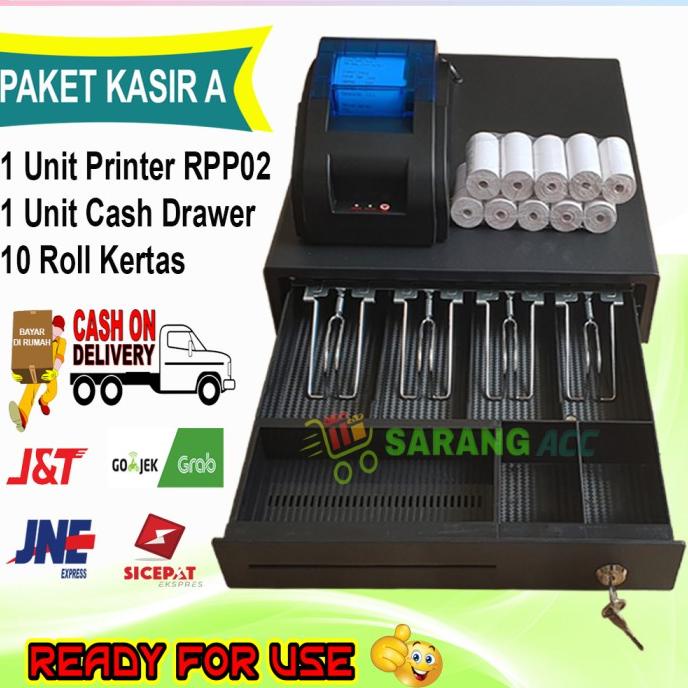 

Paket Kasir A Cash Drawer + Printer Rpp02 + Kertas Struk 58Mm