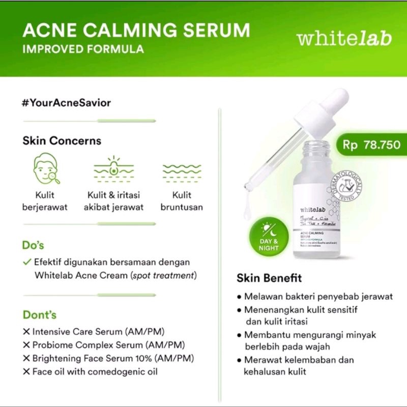 Whitelab Acne Calming Face Serum 20ml