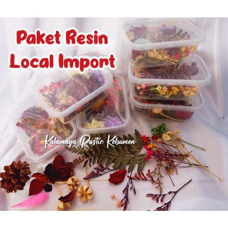 Paket Resin Local Import Daun Mawar Hiasan Buket Bunga Kering Dekorasi Rustic Mahar Craft Dried Flow