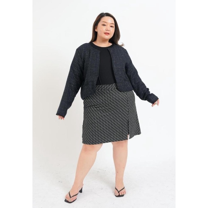 Xtramiles Plus Size Blazer Coco Tweed Navy