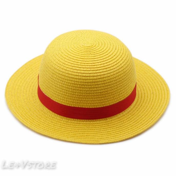 Topi Jerami Anime, Monkey D. Luffy One Piece warna original dan kuning