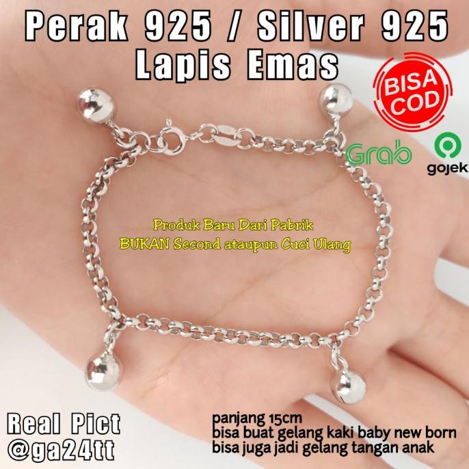 Gelang Kaki Bayi Perak 925 Asli Lapis Mas Putih Gelang Kaki Bayi Cowo