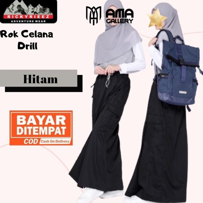 Rok Celana Santri Muslimah Pondok Pesantren Rickyrieez Drill Hitam