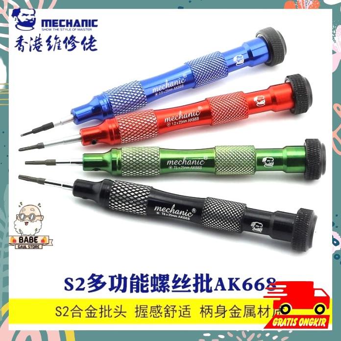 Obeng Satuan Mechanic High Quality Ak668S2 *0.8/+1.2/T5/T6/+2.5D/T2/T1