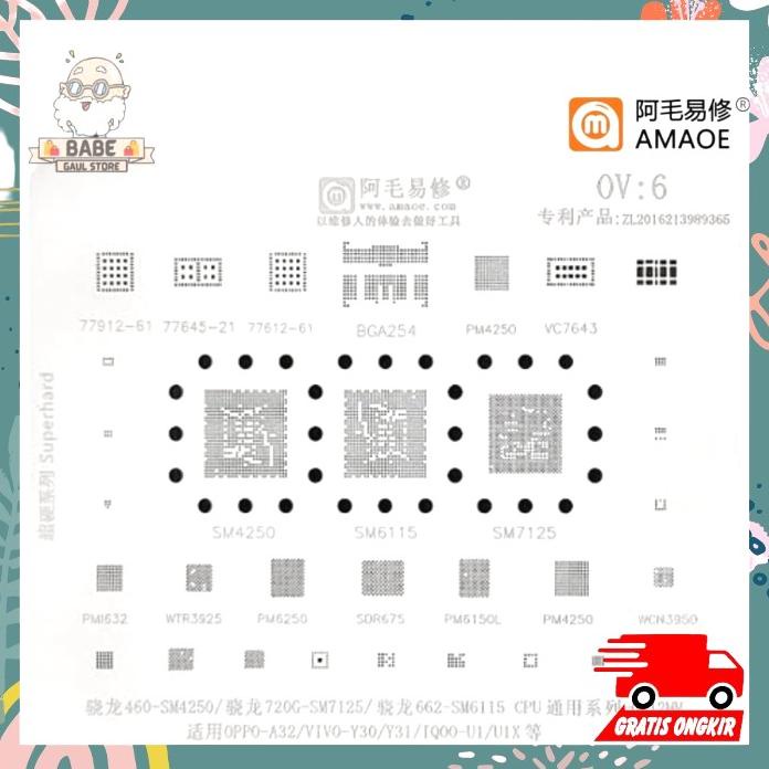 Plat Amaoe Ov6 Cetakan Ic Cpu Bga Sm4250 Sm6115 Sm7125 Original