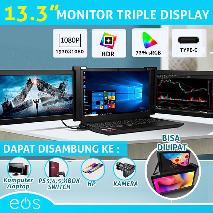 Terlaris Portable Monitor Triple Display Fhd 1920X1080 10.1 11.6 11.9 13.3 Inch