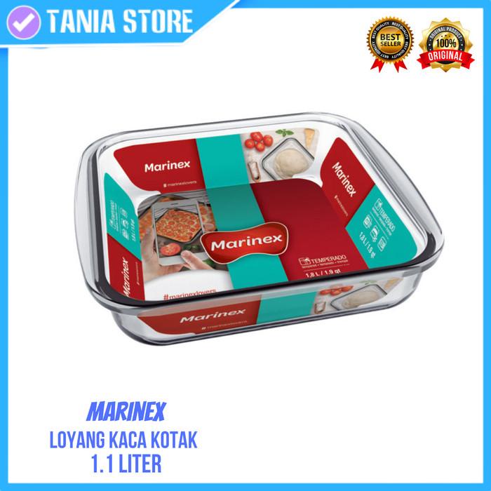 Terlaris Loyang Kaca Pyrex Tahan Panas Kotak 1.1 L Marinex Persegi 20.5 Cm