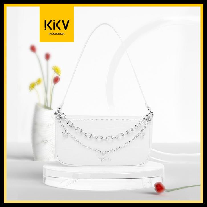 Kkv Jm Tas Shoulder Bag Wanita Pu Hitam Motif Crocodile Aksesoris Kupu