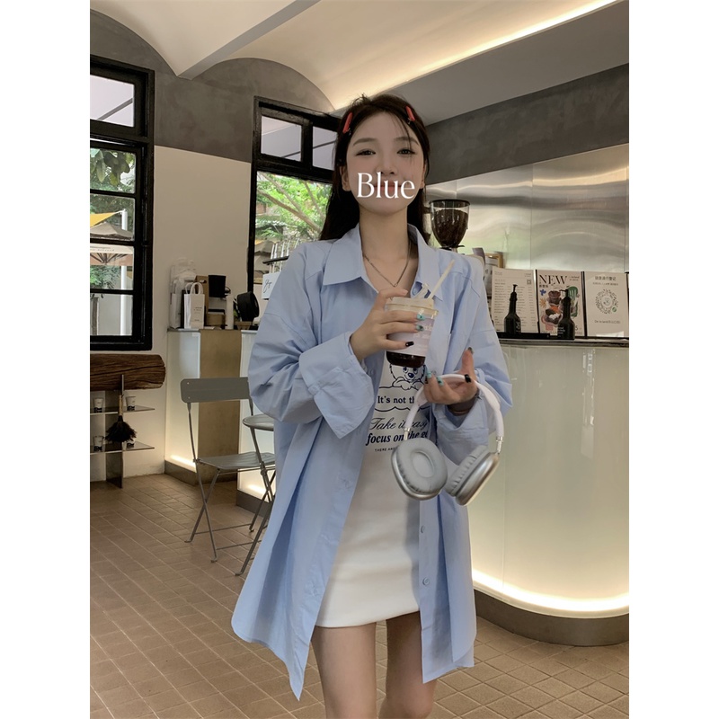 ◙✜○gaun musim panas pantai garam memakai kemeja lengan panjang biru jaket musim semi wanita rompi gaun rok pendek dua potong set