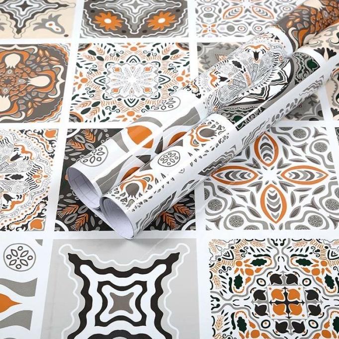 wallpaper dinding tegel vintage stiker tegel dapur lantai