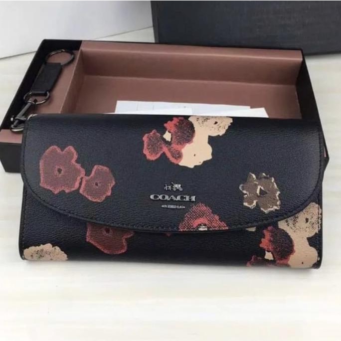 New Sale Coach Long Wallet Slim Envelope Wallet Halftone Floral Print Original Original