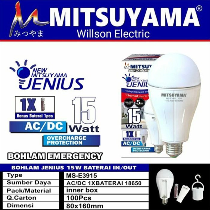 lampu Lampu Bohlam LED Jenius 10 / 15 / 20 / 30 Watt Emergency Mitsuyama - 15 Watt(J0C0) best seller