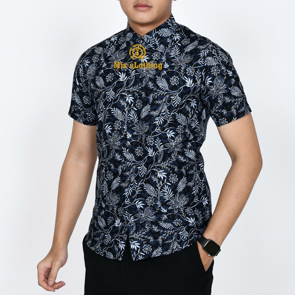 Baju Batik Pria Slimfit Kemeja Lengan Pendek Slim Premium Kode 1841