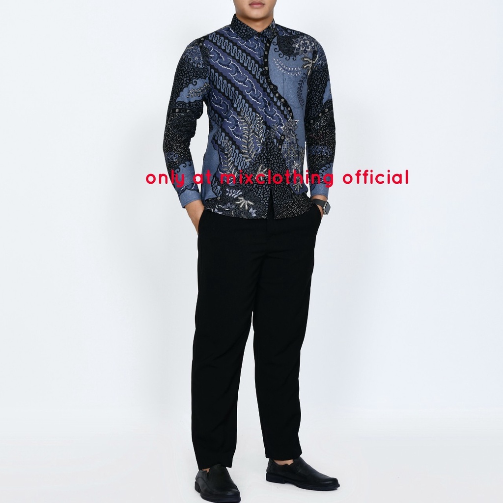 Baju Batik Pria Slimfit Kemeja Lengan Panjang Slim Premium Kode 1962