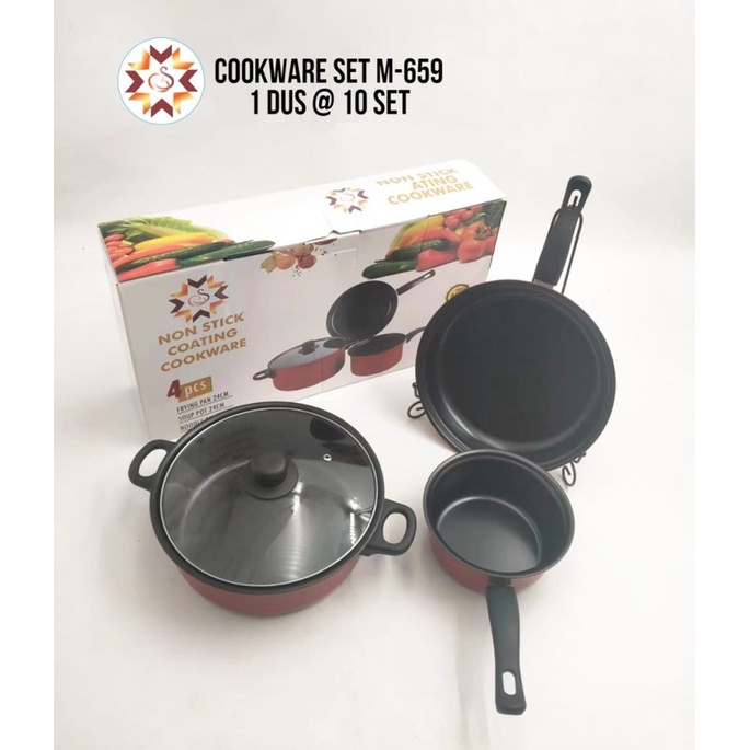 Wajan Panci Set 3 in 1  - Panci Susu Sup Penggorengan Boil Frying Pan Cookware Set M-659