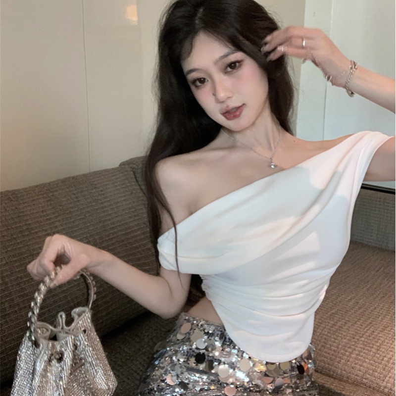 ❒✆Dipotong Top Lipit Tabung Atas Tank Top Gaya Korea Gadis Panas Rok Payet Rok Pendek Tas Hip Rok Musim Panas Setelan Wanita #COD