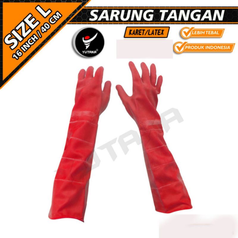 SARUNG TANGAN KARET 16 INCH warna merah