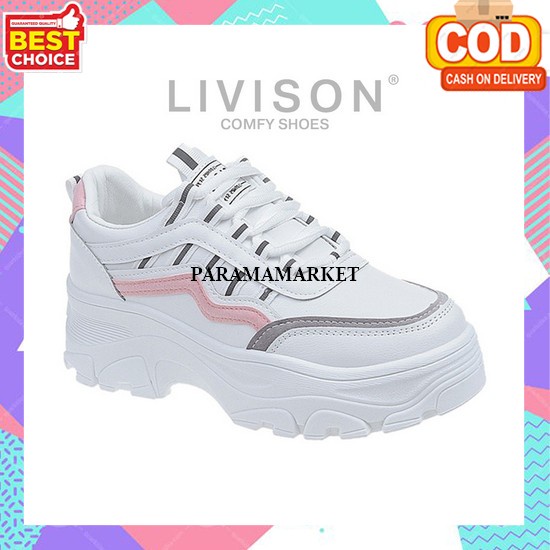 Sneakers Cewek Dewasa Premium Casual Tali Korea Putih Hitam Sneakers Remaja Tanggung Import Tinggi K
