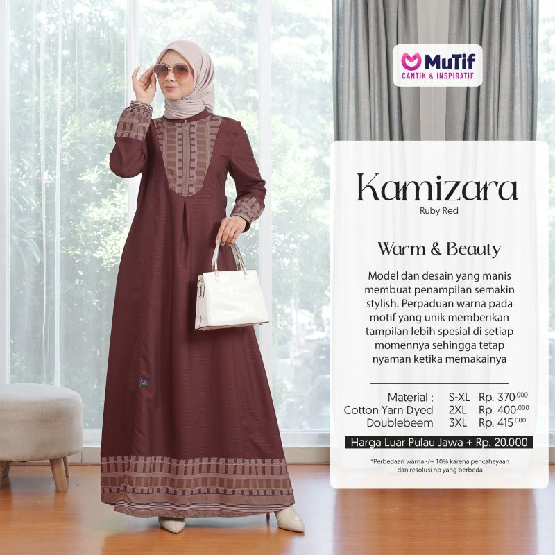 Mutif Kamizara Brown Java Mutif Kamizara Olive Green Ruby Red Baju Muslim Gamis Dress Casual Premium Terbaru Ori Lebaran 2023 Sarimbit