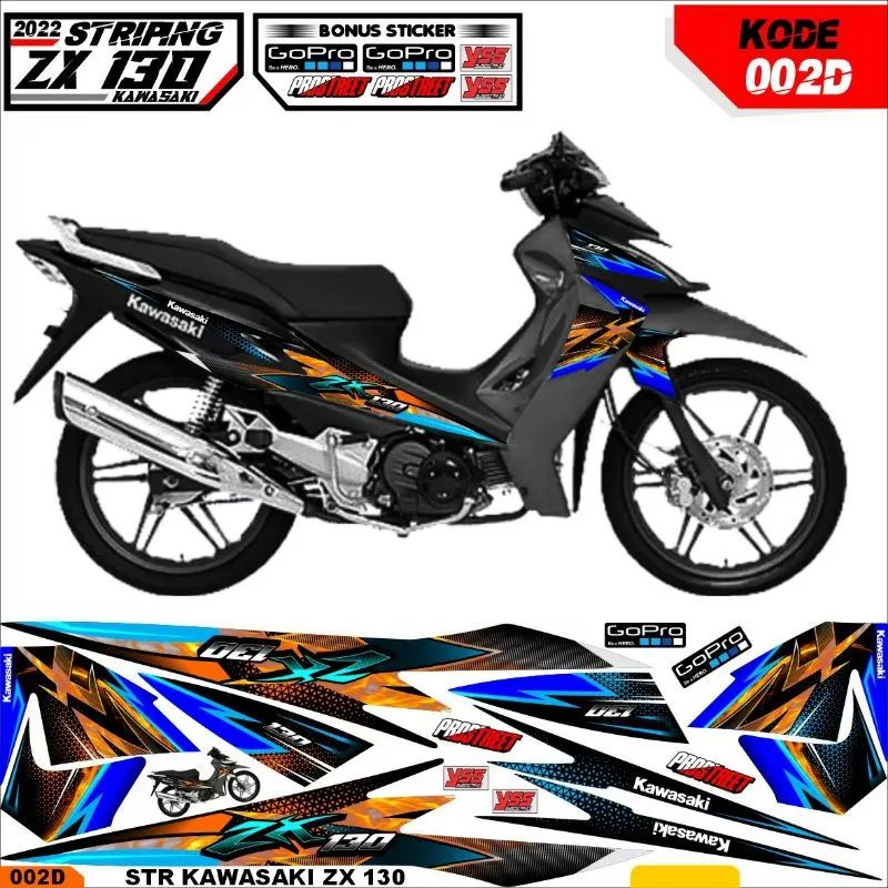 Bisa COD Decal stiker striping zx 130 aksesoris kawasaki zx stiker variasi xz 130 grafis custom body