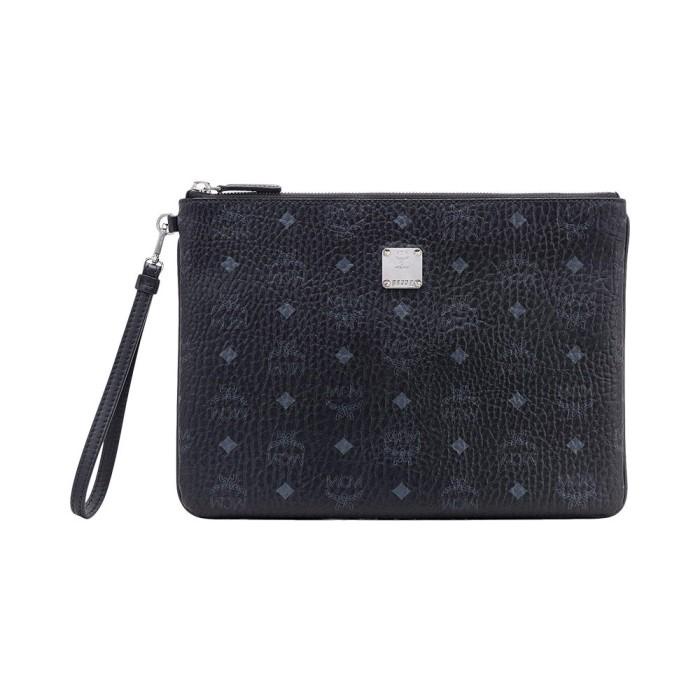 Terlaris Mcm Medium Wristlet Pochette Clutch Visetos Black (29X21X1)