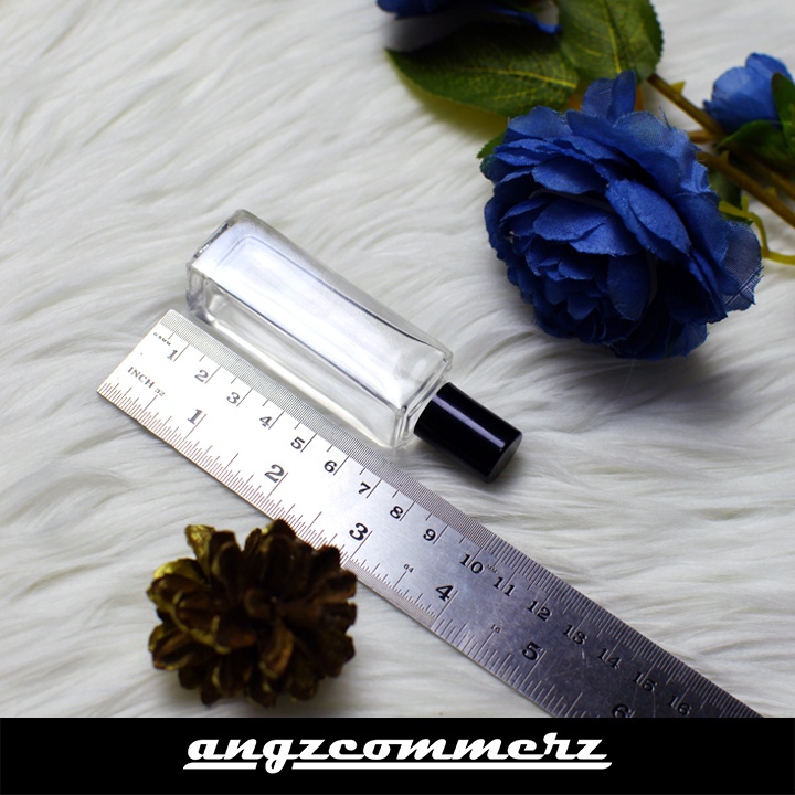 Botol roll on 20 ml tutup hitam Parfum Kaca Bening Minyak Wangi Kotak