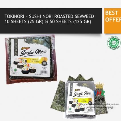 

Tokinori Nori Sushi Halal Lembaran Rumput Laut Korea Kimbab Roasted Seaweed 10 or 50 Sheet Best Seller
