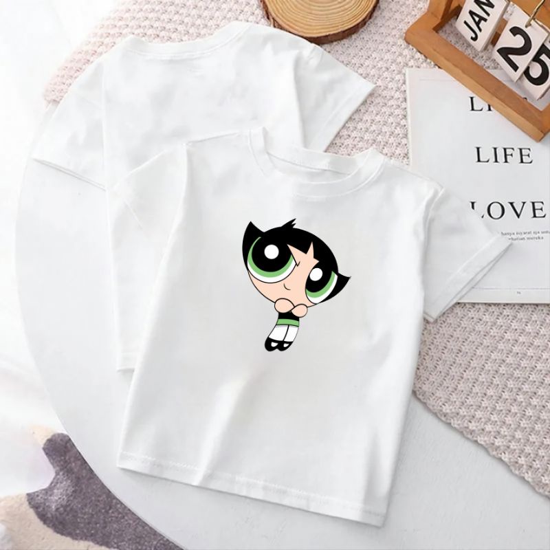 Kaos Anak Perempuan Powergirls Buttercup Baju Anak Cewek Atasan Kaos Oblong Anak 2-16Th Cod