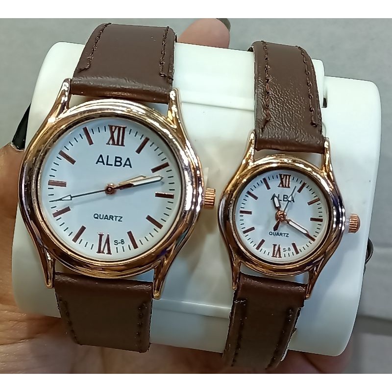 JAM TANGAN COUPLE MURAH STRAP KULIT AB 8R ROMAWI Ring Rosegold