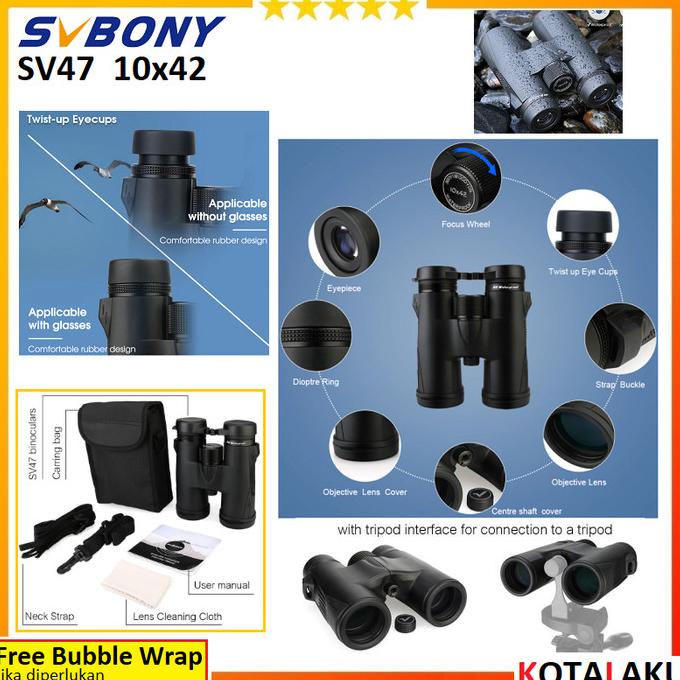 Teleskop Telescope Teropong Binoculars SVBony SV47 10x42 AI449