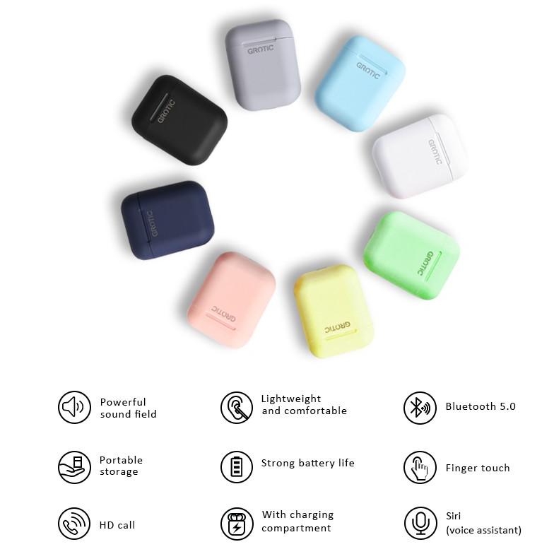 HEADSET GROTIC HEADSET BLUETOOTH INPODS 12 TWS MACARON EARPHONE TRUE WIRELESS STEREO HIFI SENTUH EAR