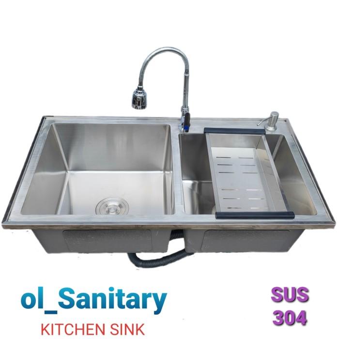 Terlaris Bak Cuci Piring Stainless Kitchen Sink 2 Lobang Sink Stainless