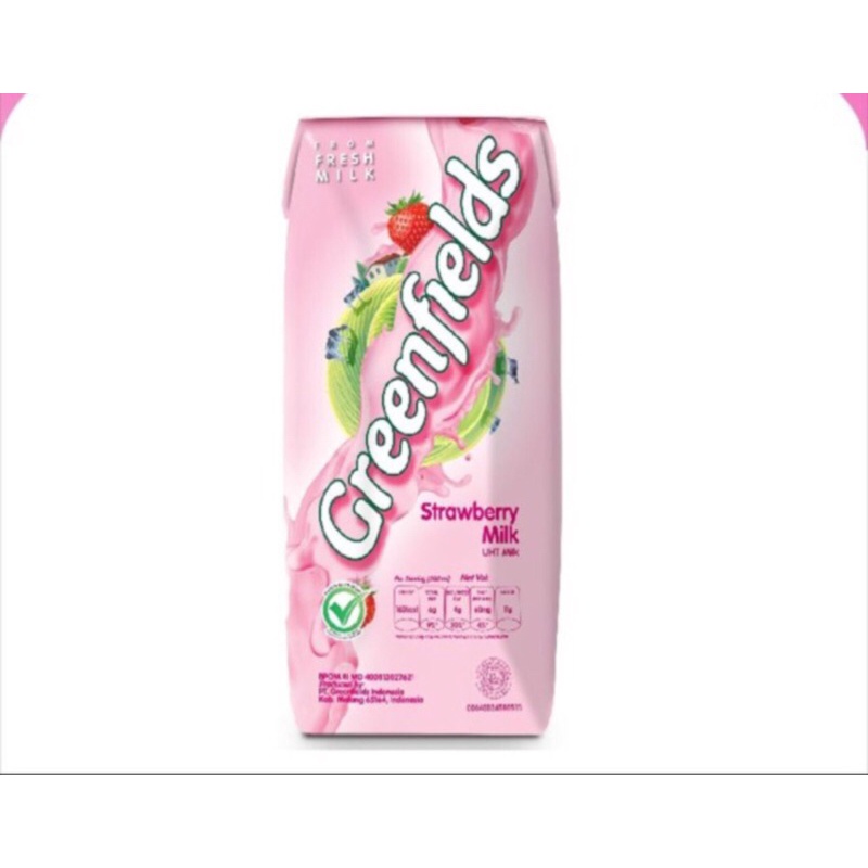 Greenfields Strawberry Milk 250ml Susu UHT stroberi susu segar cair
