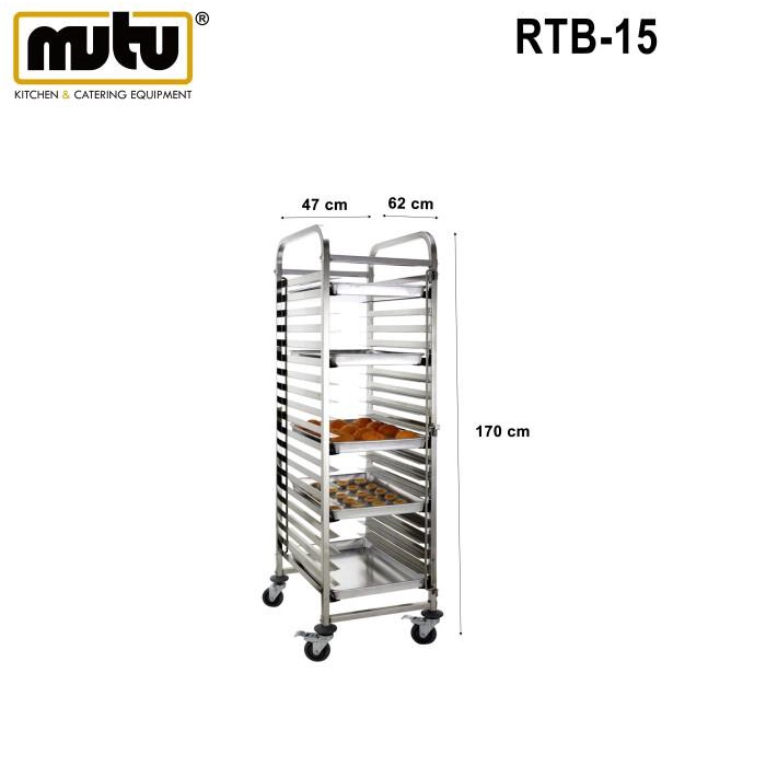 Terlaris Rak Susun Trolly Bakery Stainless Steel Rtb-15 Rack Trolley Mutu