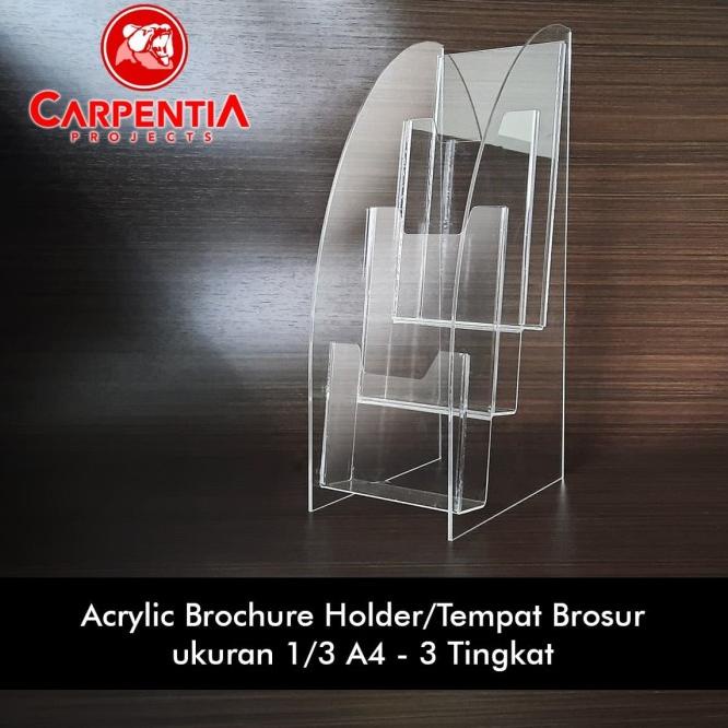 

Baru Brochure Holder Acrylic/Tempat Brosur 1/3 A4 - Tipe B Bening 3 Tingkat Original