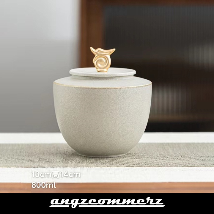 

ANGZCOMMERZ Grey Minimalistic Chinese Ceramic Tea Pot Jar A00185 800 ml