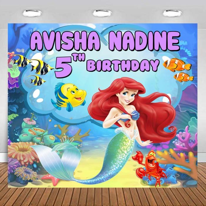 Terlaris Banner Flexi Hiasan Dinding Ulang Tahun / Backdrop - Ariel Mermaid