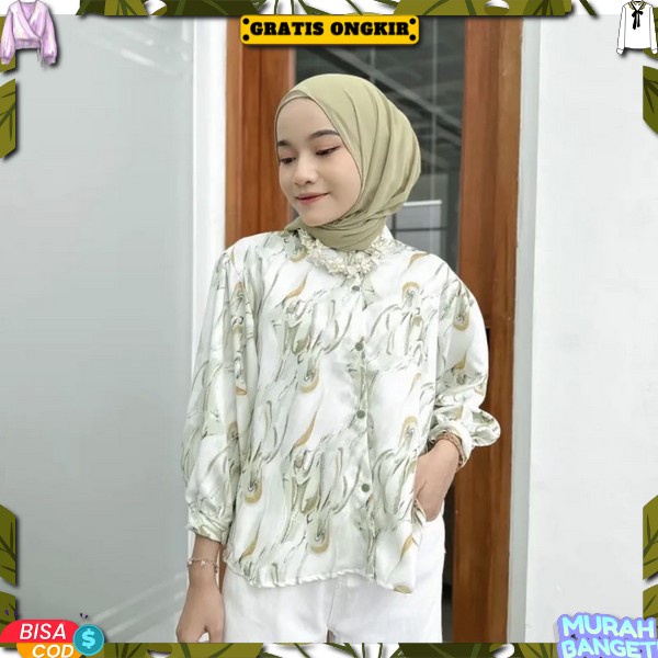Slik Blus Satin Murah Kemej Basic Bluse Shimer Premium Boluse Shiner Simer Bisa Cod Bayar Ditempat T
