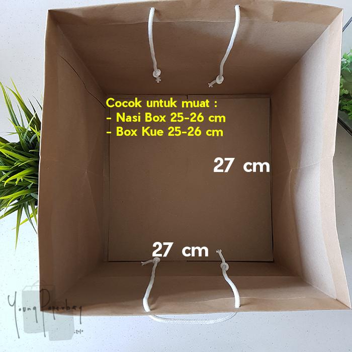 

Paper Bag Kue/Cake/Nasi/Bento Box Polos Kraft Coklat 27 X 27 X 27 065