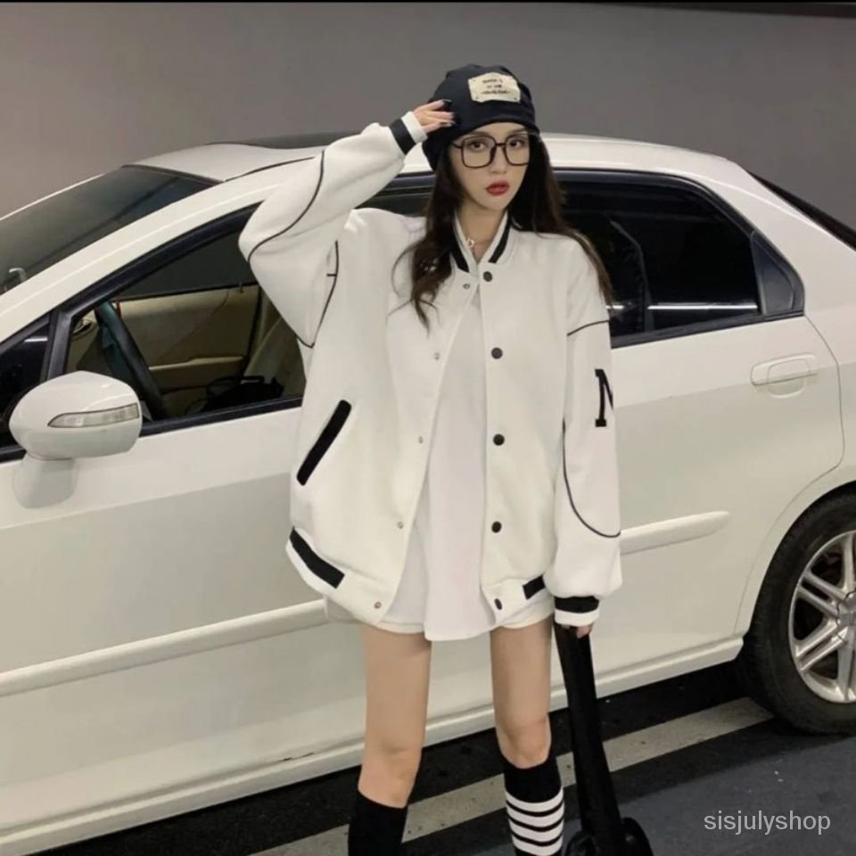 [✅BISA COD] #Sisjuly# Jaket bisbol wanita Amerika / jaket pendek longgar baru wanita