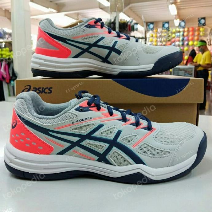 ORIGINAL Sepatu badminton bulutangkis asics upcourt up court 4 abu